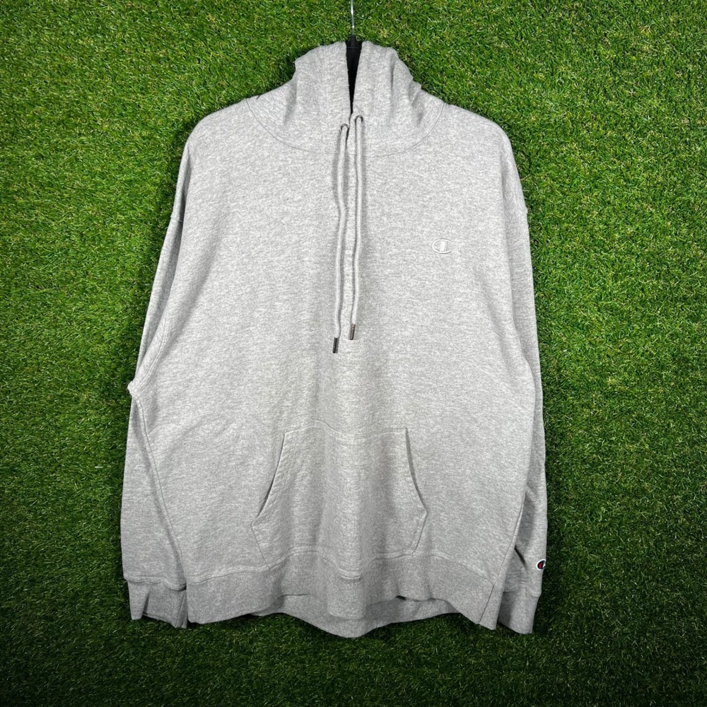 Champion Mens XL Heather Gray Pullover‎ Hoodie Sweatshirt AW966H Logo Fleece